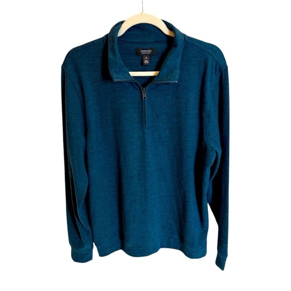 Nordstrom Half Zip Sweater Men Teal Dive Heather Mens Shop Pullover Size Medium - Picture 1 of 3